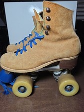Vtg Riedell USA Roller Skates Size 5 Sure Grip Super X 130m Suede Brown