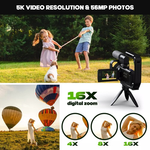 5K Video Camera 56MP Camcorder WiFi Dual Lens Vlogging Camera 16X Digital Zoom~ - Picture 4 of 10