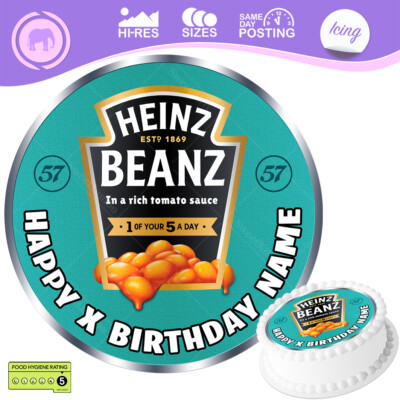 Heinz Bohnen Tortenaufleger Dose gebacken 57 Geburtstag rund personalisiert essbar Zuckerguss