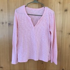 GAP Solid Baby Pink Long Sleeve Easy Henley Shirt T-Shirt Cozy Womens Size Small