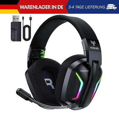 WESEARY WG1 Bluetooth Headset, 2.4G Wireless Gaming Headset with Microphone for