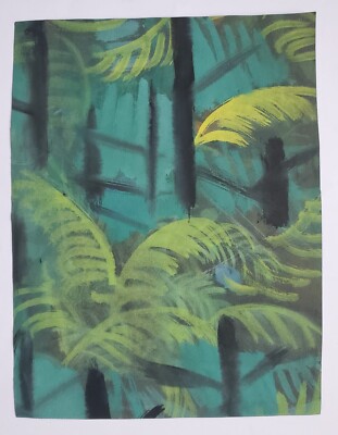 Gemälde Aquarell Tusche Landschaft  Flora Farne Wald Gerda Henning Nachlass