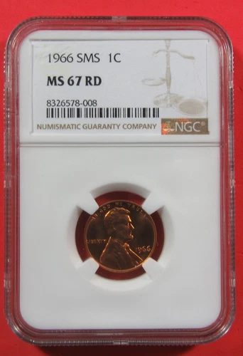 1966 1c SMS NGC MS67 Red. A gorgeous Lincoln Cent. (625135)
