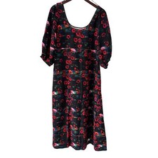 Rachel Comey Target Red Floral Print 3/4 Sleeve Maxi Dress Size 10