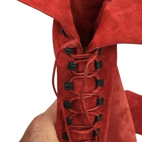 Andrea Pfister Botas de Gamuza Cuero Tacón Hasta la Rodilla para Mujer 8.5 Rojo - Imagen 9 de 13