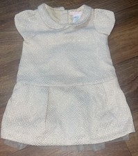 Janie  Jack Special Occasion Gold/ivory Textured Jaquard Dress 12-18 Months