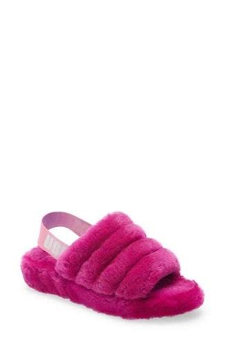 UGG Fluff Yeah Genuine Dragon Fruit Shearling Slingback Sandal Women 8 New  $100 195719117429 | eBay