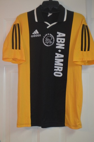 VTG ADIDAS AMSTERDAM AJAX FC FOOTBALL CLUB JERSEY SHIRT YELLOW BLACK SOCCER LRG! - Picture 3 of 12