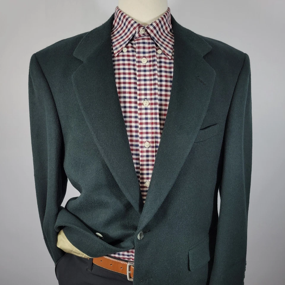 Мужской фланелевый спортивный блейзер Geoffrey Beene на двух пуговицах изумрудно-зеленый размер 44R - Изображение 2 из 4