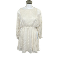 Urban Outfitters Womens Cream Swiss Dot Babydoll Lightweight Dress Size Medium