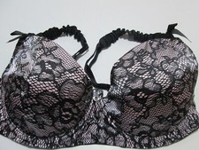Fredericks Of Hollywood Bra Size L Black Underwired Lightly Lined Adjustbale