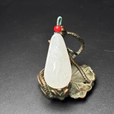 Certified Natural Hetian Jade Hand-carved Exquisite Guanyin Statue Pendant 27288