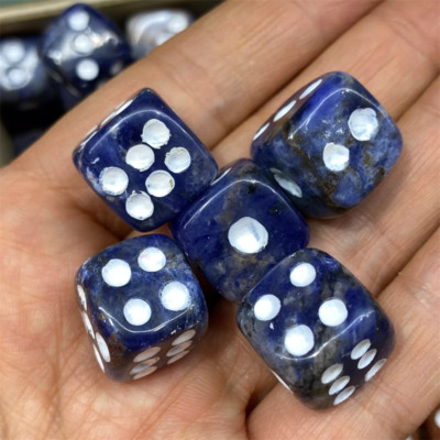 Natural Sodalite Hand Carved Dice Quartz Crystal Reiki Healing gift 2PCS