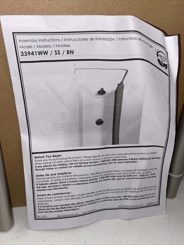 Zenith Home Never Rust Aluminum L Shaped Corner Shower Rod Satin Nickel 68”x28” - Picture 2 of 8