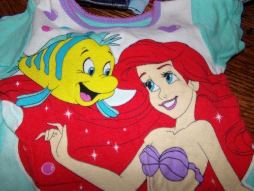 *GIRLS DISNEY LITTLE MERMAID 2 PC PAJAMA SET SIZE 5 1086