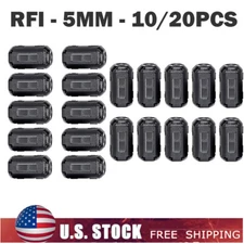 10/20x 5mm Ring Core Ferrite Bead Clamp Choke Coil EMI RFI Noise Filter Clip US
