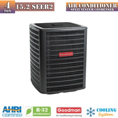 Goodman 4 Ton 15.2 SEER2 Air Conditioner Condenser Single Stage R32 GLXS5BA4810