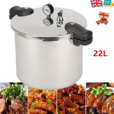 22L Large Pressure Canner Cooker Kitchen Cookware with Gauge Release Valve 70kpa