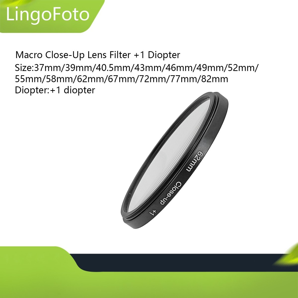 Macro Close Up Lens Filter +1 Diopter 37/39/46/49/52/55/58/62/67/72/77/82mm