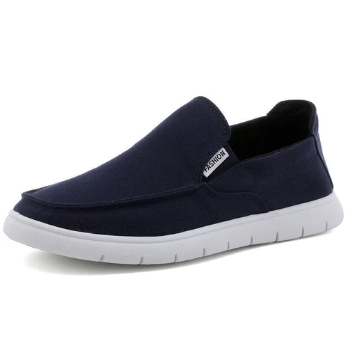Herrenschuhe Segeltuch Slipper Flach Rutschfest Freizeitschuhe Atmungsaktiv Neu - Bild 16 von 25