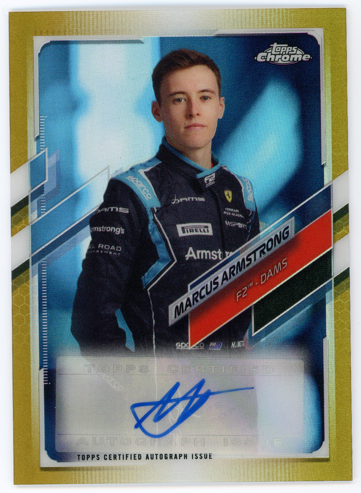 Topps Chrome F1 2021 Gold Refractor /50 Marcus Armstrong F2 Auto /50