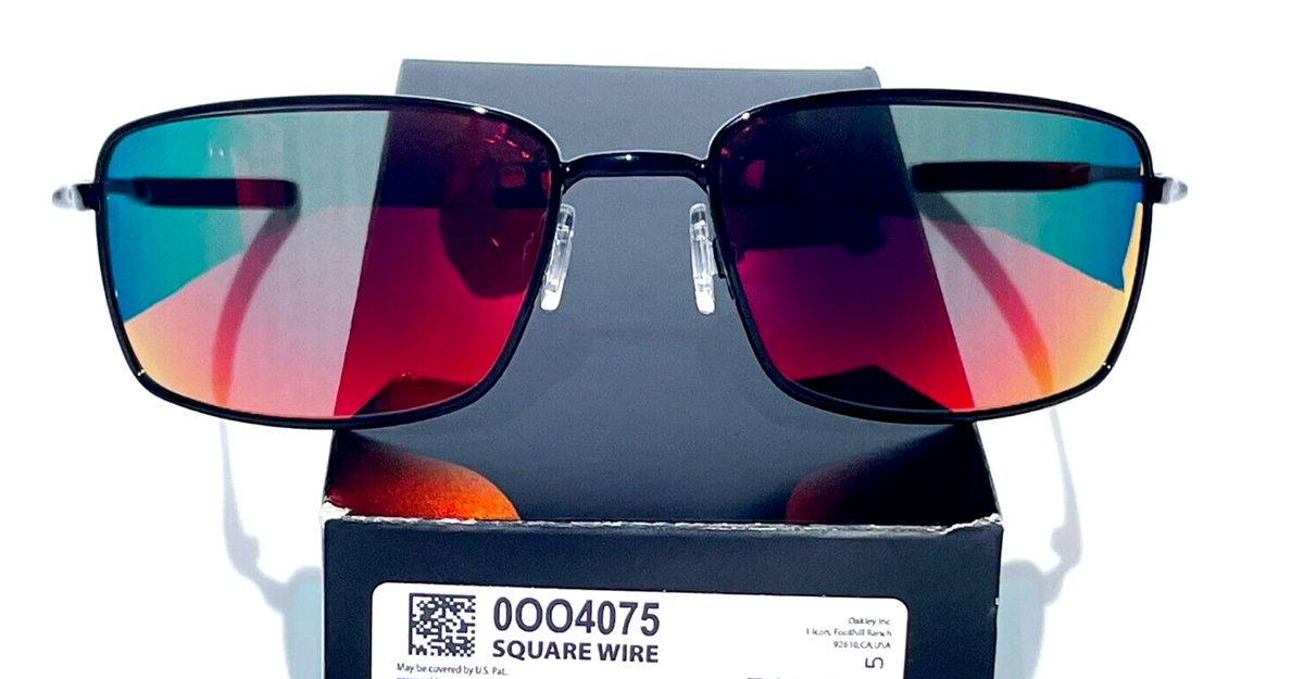 Oakley SQUARE WIRE Shiny Black w POLARIZED Galaxy Magenta Lens