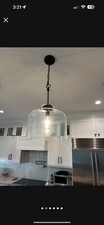 Austin Allen & Co seeded glass chandelier with rope accent ceiling light fixture