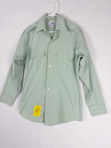 DSCP Collection Military Shirt Mens L Laight Green Button Up AG-415 Pockets - Picture 4 of 10