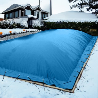 Aufblasbare Poolabdeckung Rechteck 800x300cm Himmelblau Überwinterung Luftkissen