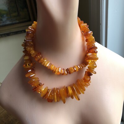 Vintage BALTIC AMBER Poland Bead Necklace 109 Grams 30” Long