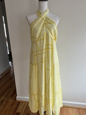 Banana Republic women s size 16 halter style, yellow NWT back zippered dress