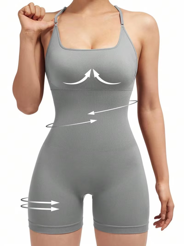 Tutina Corta Donna Con Spalline Sottili - Elasticizzata In Nylon E Spandex - Perfetta Per Allenamento, Yoga E Uso Quotidiano
