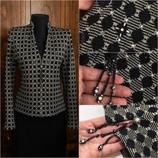 ST JOHN EVENING METALLIC GOLD/BLACK JACKET W/ SHIMMER RHINESTONES SZ 6