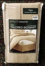 Bed Skirt Twin Smooth Weave Mocha Tailored 14" Drop Brand New Free Shipping