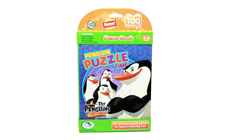 LeapFrog Tag Game Book Penguins of Madagascar Puzzle Time Kids Activity Learning - Image 3 of 4
