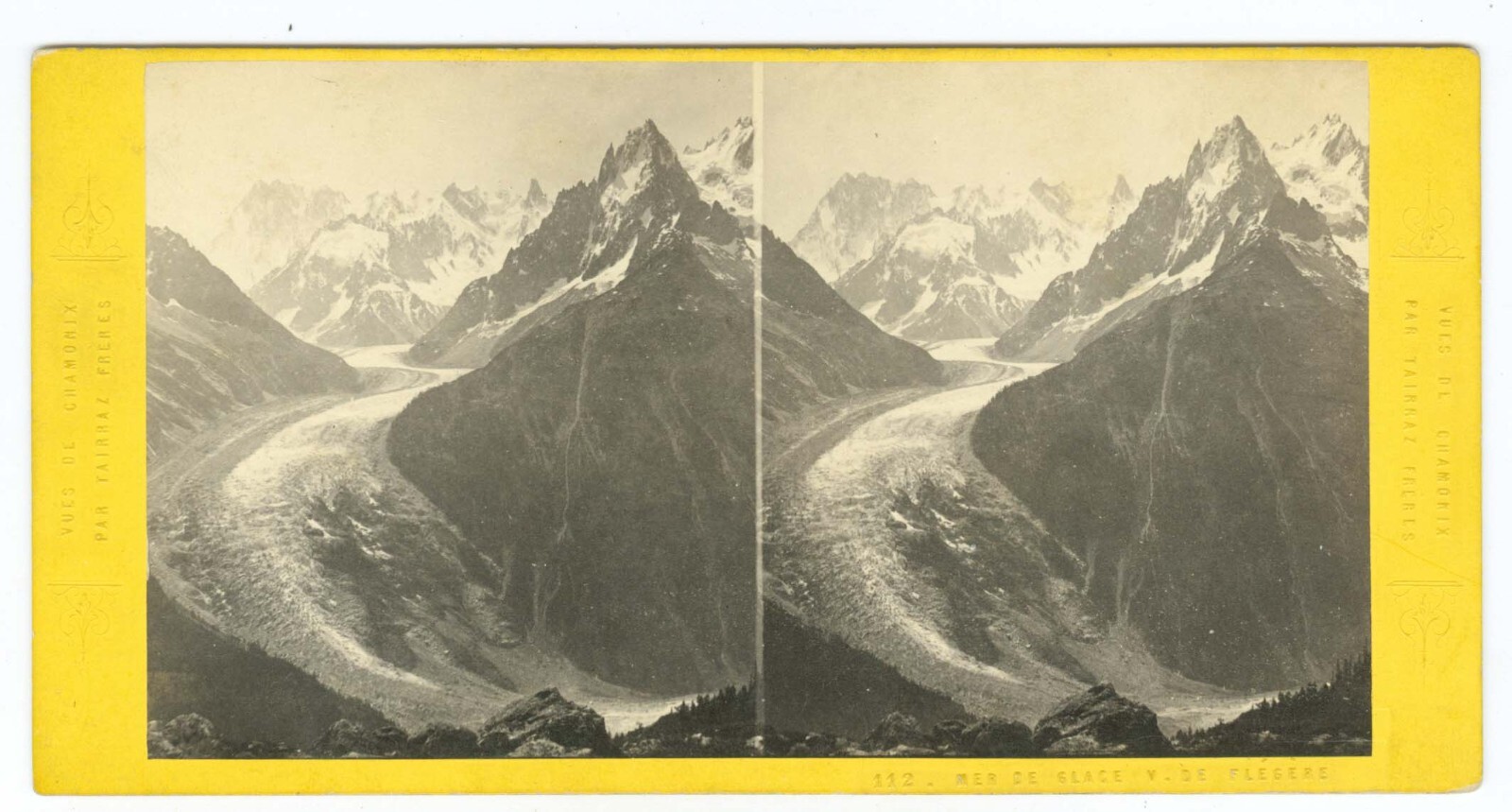 D0870~ FRANCE –Chamonix - Flegere – Glacier c.1860s Stereoview – Tairraz Freres