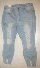 NEW Womens Rue21 High Rise Destructed Jegging Jeans.Size 22 Blue.26 1/2" Inseam