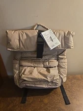 New Open Story 16" Puffer Backpack with Roll-Top - Tan 15" Laptop Sleeve