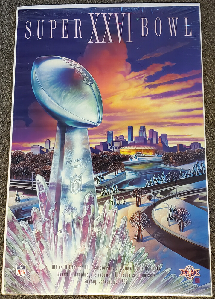 Super Bowl XXVI (Minneapolis 1992) Original NFL Football 24x36