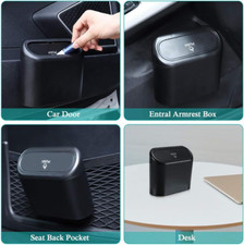 Car Trash Can with Lid, Mini Auto Dustbin Garbage Organizer Holder 2 Packs, A...