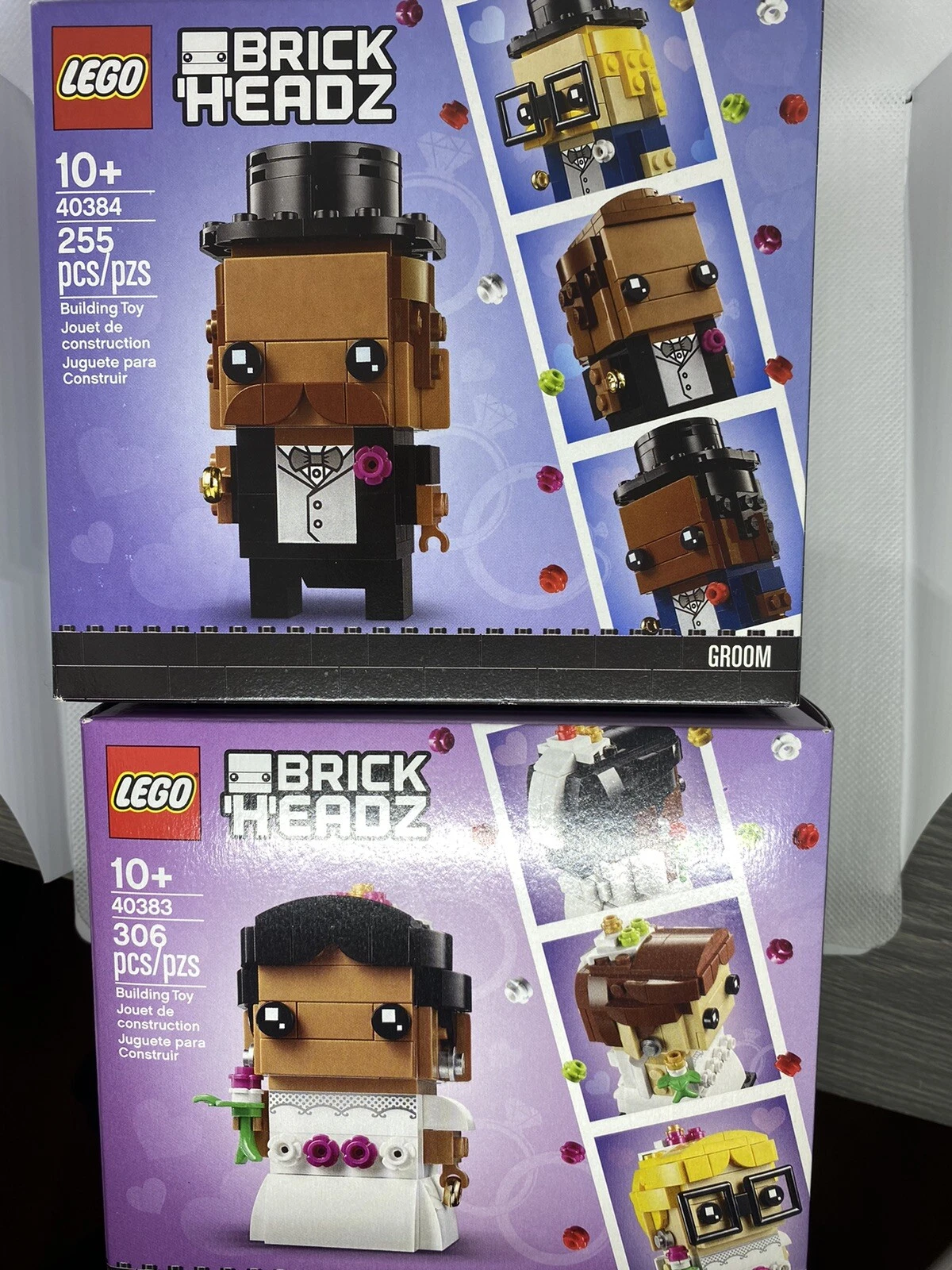Lego Wedding Bride and Groom Brickheadz Set 40383 and 40384 New Retired Limited.