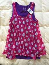 NEW Girl's JUSTICE Sparkle Layered Tank, Size 8