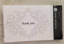 THANK YOU NOTES  White & Silver - Set of 6 with Envelopes