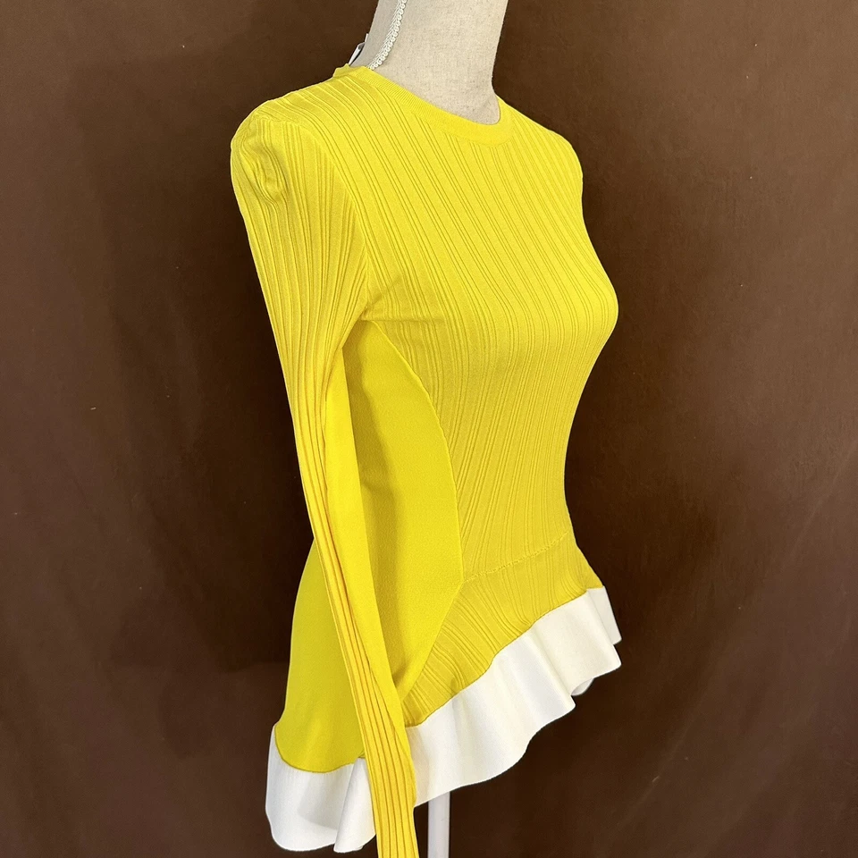 Esteban Cortazar 抽象黄色毛衣 尺寸 4 us 36 It 全新 女式 — 第 4/4 张图片