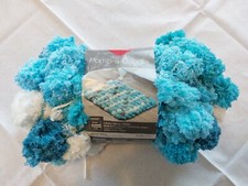 Red Heart Pomp A Doodle Jumbo Pom Pom Aqua Blue White 3 Skeins Craft Yarn