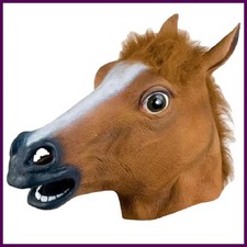 Men Brown Horse Masks Girl Funny Horse Head Mask Latex Animal Mask Novelty