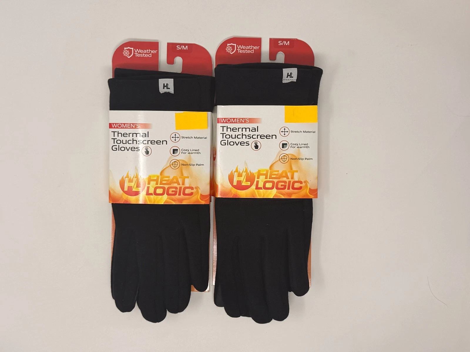 NEW 2-PACK Heat Logic Women's Thermal Touchscreen Gloves Black Size S/M
