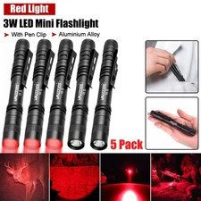 Portable LED Flashlight Penlight Astronomy Red Light Night Torch Clip Lamp US