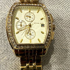 Orologio Michael Kors MK-5129 Cronografo Quarzo Tono Oro Data Quadrante Bianco 50m