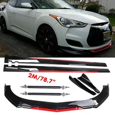Front Bumper Lip Splitter Spoiler Glossy Black Red Body Kits For Hyundai Velost